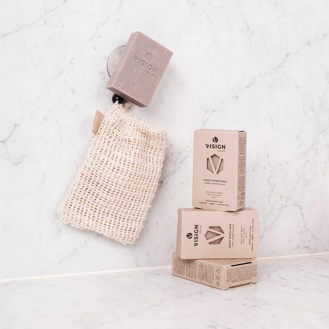 Gift Box Shampoo Bar + Conditioner Bar + Body Wash Bar + Solid Bar Bag | Nature's Best