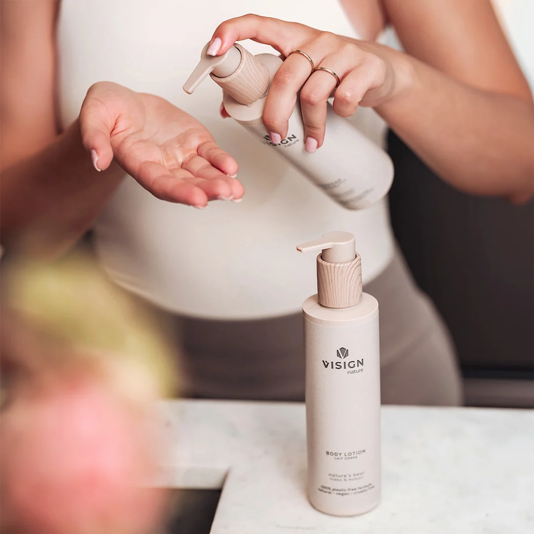 Body lotion in use